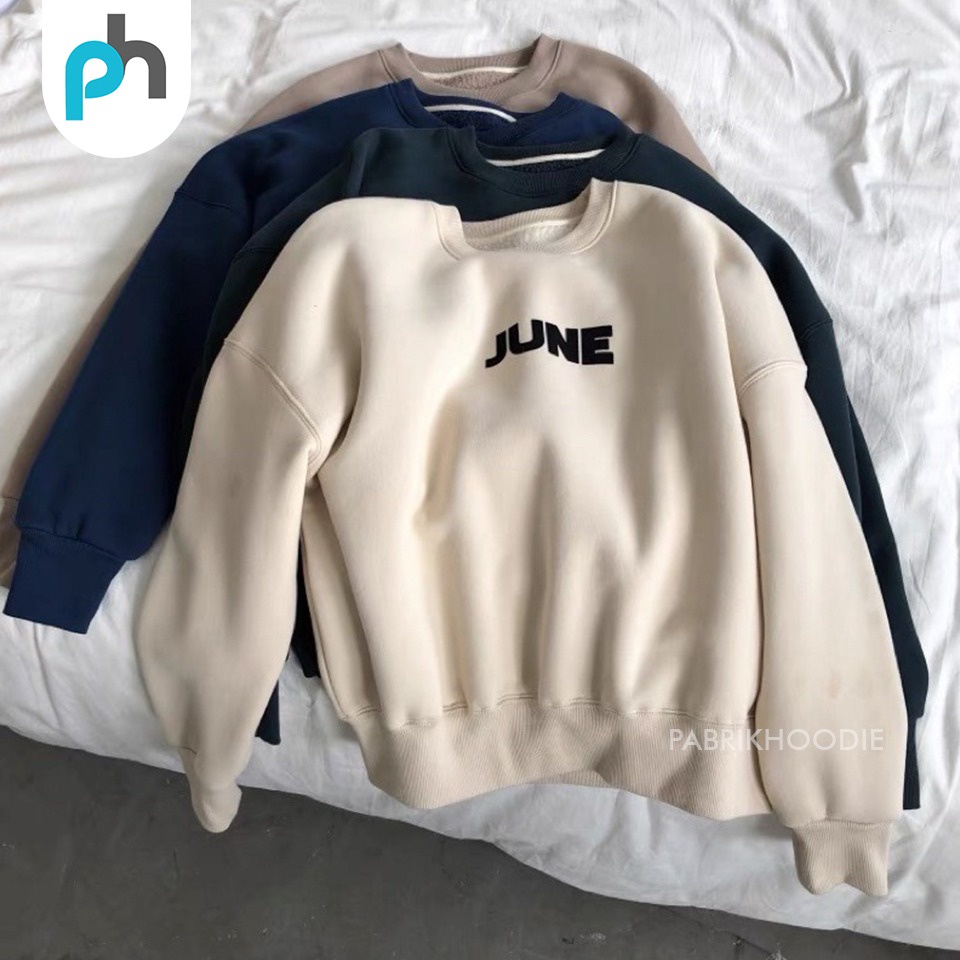 PABRIKHOODIE- BASIC SWEATER JUNE  SIZE M-XXL (BORDIR) {PRIA &amp; WANITA}