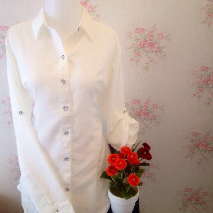 KEMEJA WANITA  KEMEJA KERJA - KEMEJA BLUS PUTIH WANITA POLOS ZARA LEMBUT - PUTIH, XXXL LD106-108