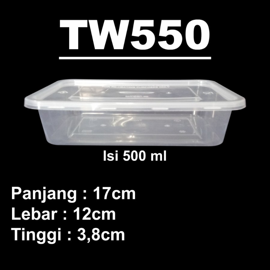 Thinwall kotak makan segi TW-550 (500 pcs) Twin Pan