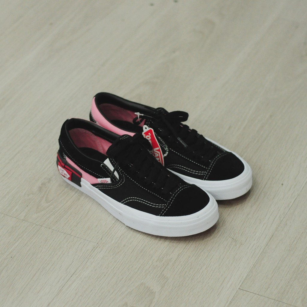 vans slip on cap black pink