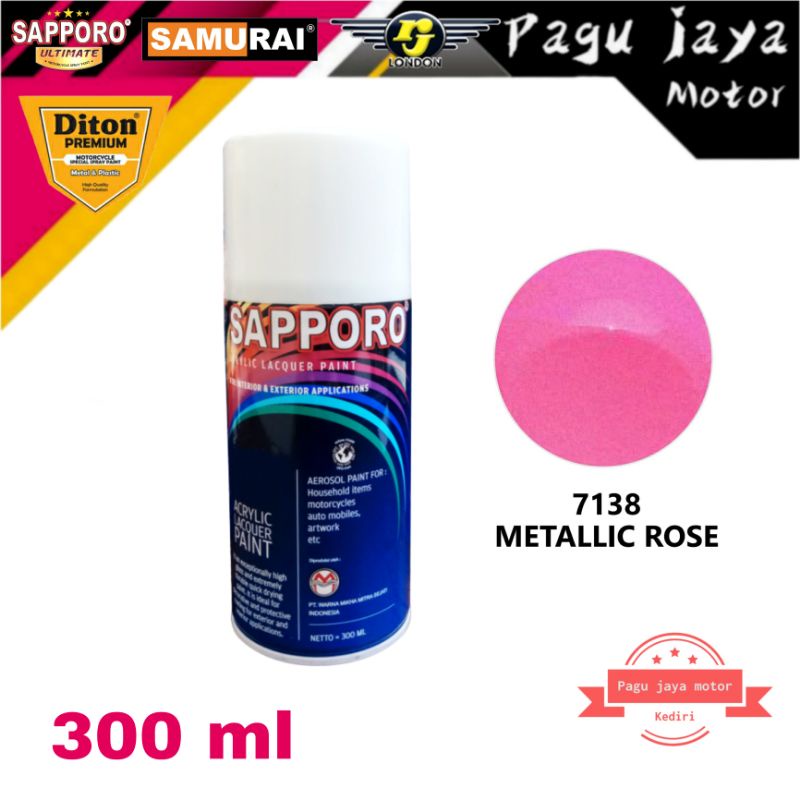 sapporo 300ml metallic rose ( pink ) 7138 spray paint cat semprot