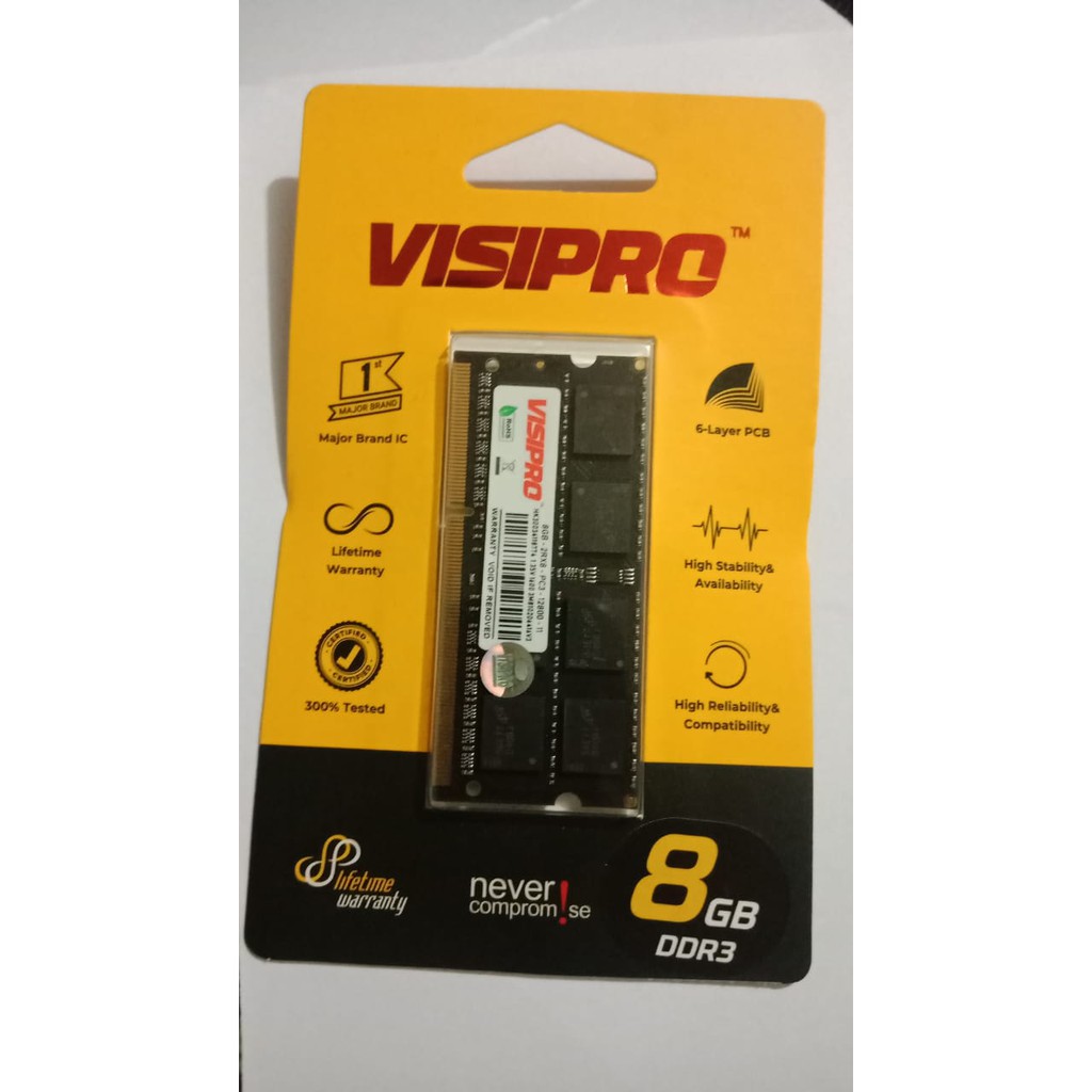 RAM LAPTOP SODIMM VISIPRO DDR3 8GB pc3L 12800