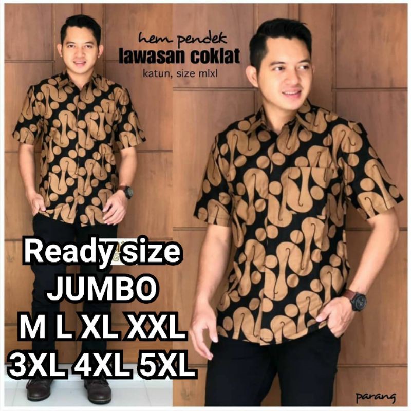 PROMO KEMEJA BATIK PRIA LENGAN PENDEK M L XL XXL JUMBO BATIK MODERN BATIK PRIA ATASAN BATIK KANTOR