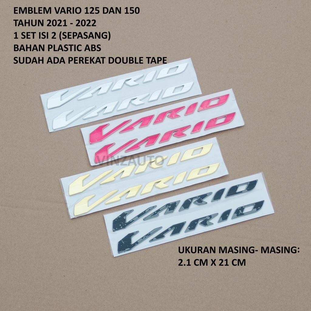 Emblem Logo New Vario 125 150 Tahun 2021 - 2022 Sepasang Kiri dan Kanan