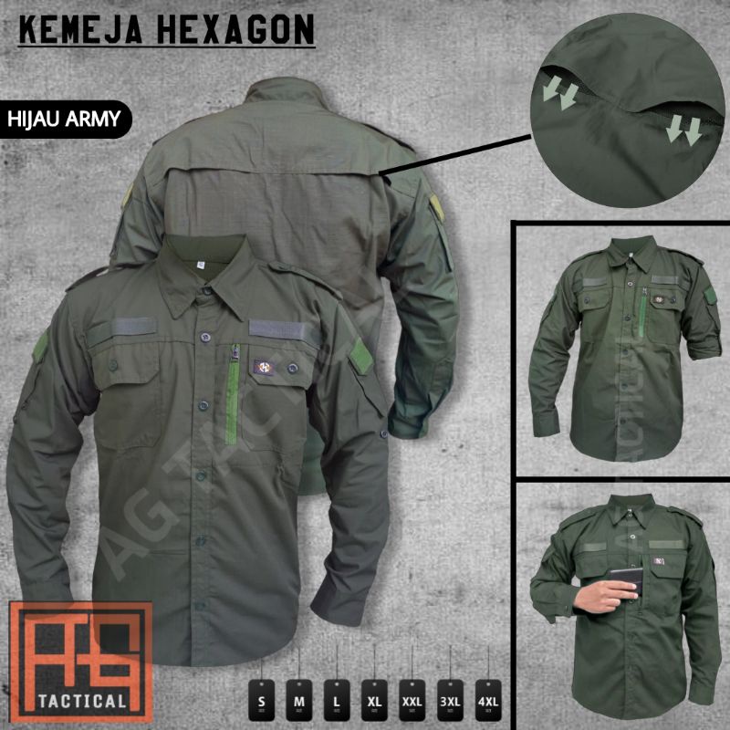 kemeja tactical hexagon / kemeja panjang outdoor / kemeja lapangan