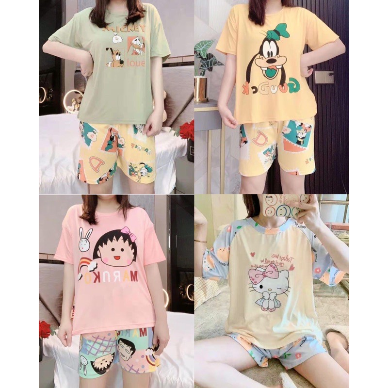 PIYAMA BAJU TIDUR SETELAN CELANA PENDEK LENGAN PENDEK PIYAMA BAJU TIDUR SETELAN CELANA PENDEK LENGAN PENDEK