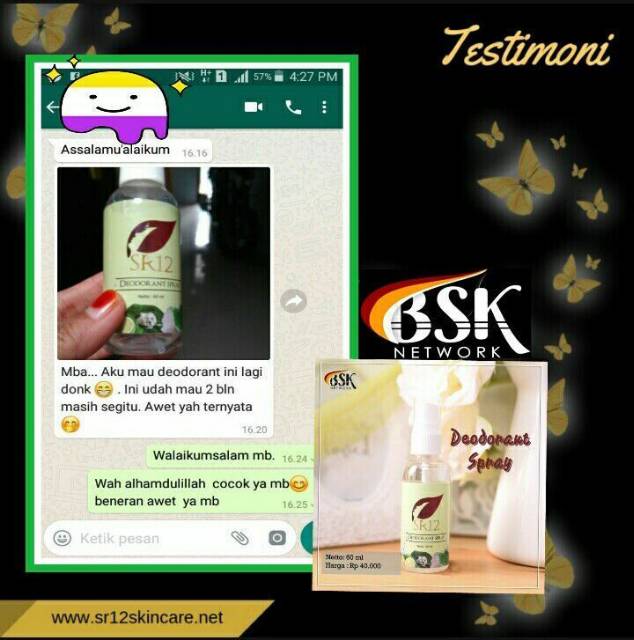 Deodorant Spray SR12 Premium Penghilang Bau Ketiak Pemutih Ketiak dan Selangkangan Ampuh Penghilang Bau Badan Deodorant BPOM