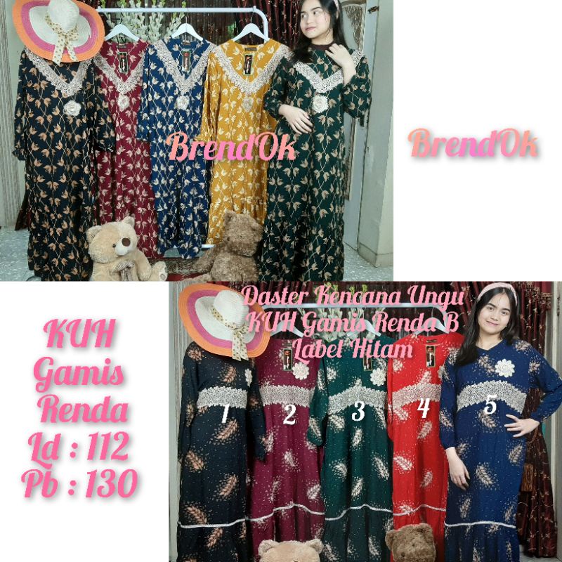 Daster Kencana Ungu Tangan panjang Renda Ld112 Pb130 Label Hitam