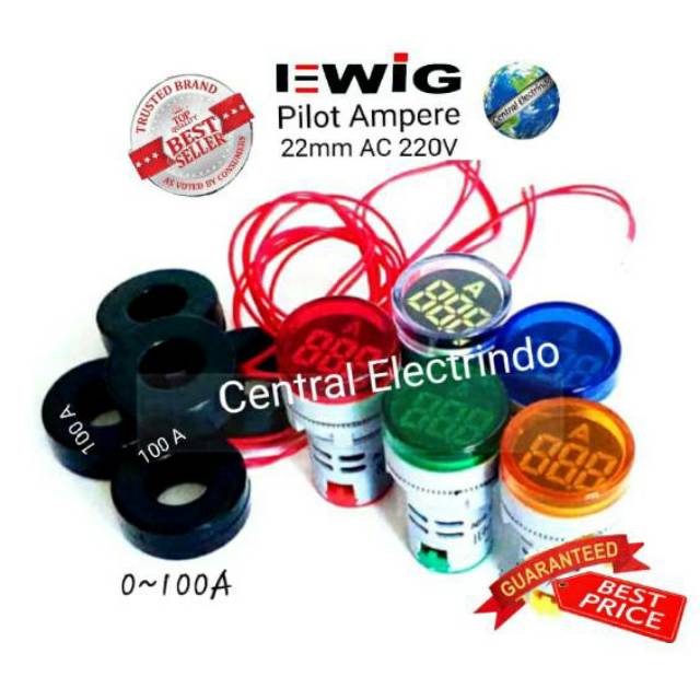 Pilot Lamp LED With Ampere Indicator 22mm 220VAC.