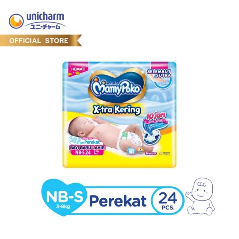 Mamy poko X-Tra Kering Popok Perekat Newborn / Mamy Poko Pampers Tipe NB S isi 12 , 24 & 44