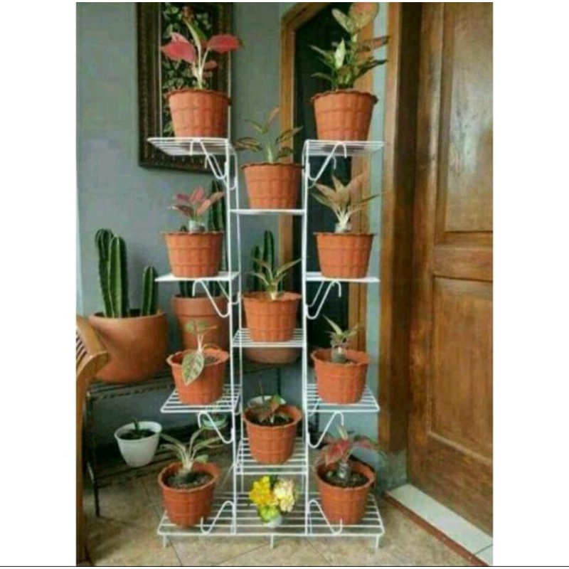 RK RAK BUNGA 12 SUSUN / RAK POT BUNGA BESI 8 MM / RAK BUNGA MINIMALIS / STANDING POT ISI 12 POT /