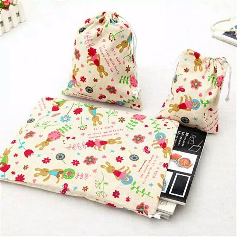 (PROMO) Kantong Serut Kain Owl, Bunny n Tree Kecil