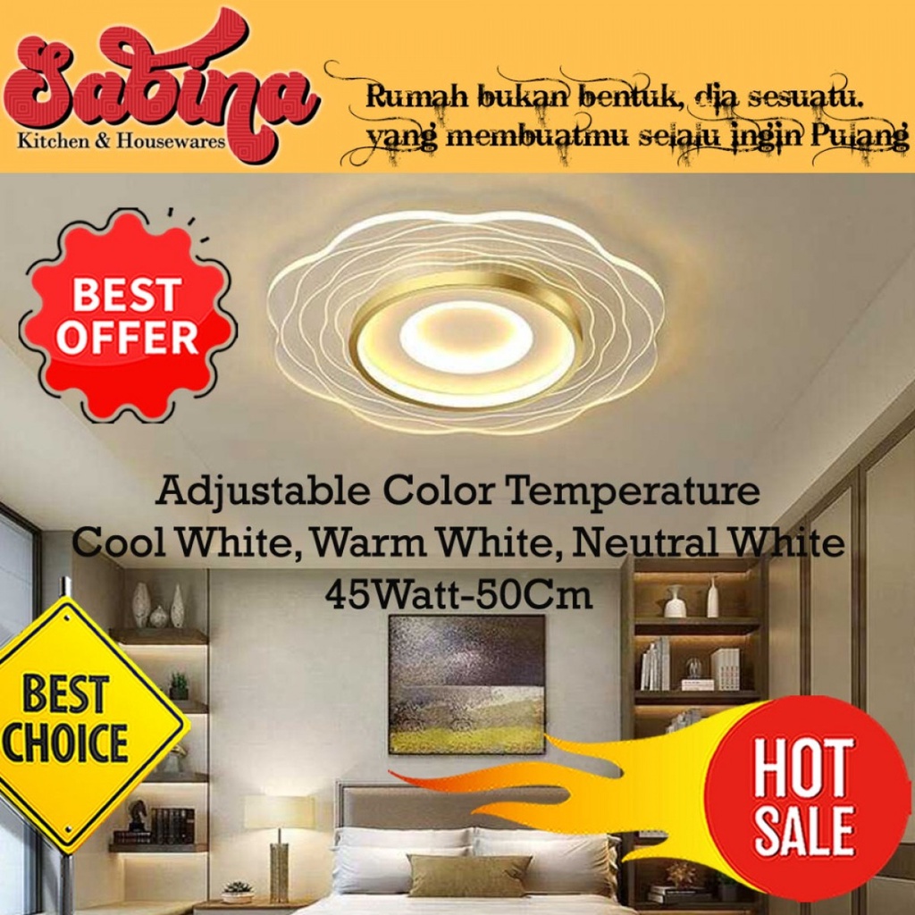 Lampu Plafon LED Hias Model Bunga Modern Light Adjustable Temperatur