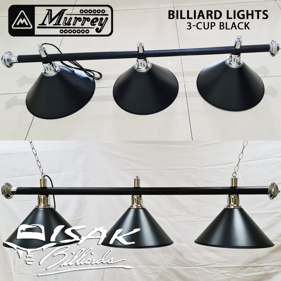 Lampu Meja Billiard 3 Kap - Black - Pool Table Light 3 Cup Biliar Lamp