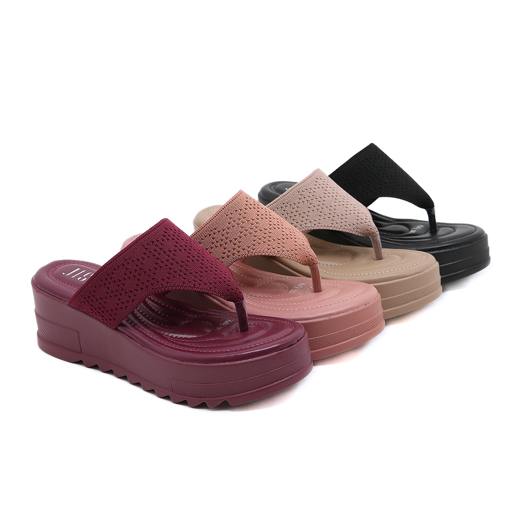 JISO KELLY / Sandal Wedges Wanita Import Premium