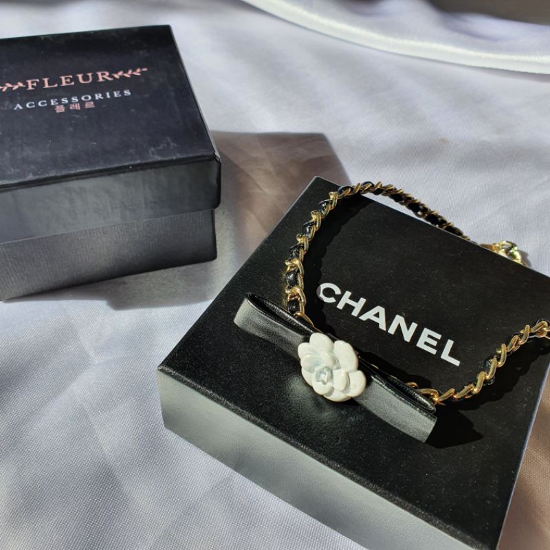CH Camellia Bow Chain Necklace | Chanel Inspired Kalung Premium Import Korea