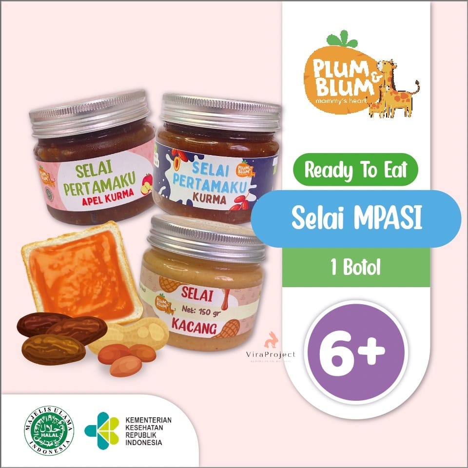 PLUM&amp;BLUM SELAI KURMA / SELAI APEL KURMA / SELAI KACANG 150G SELAI MPASI TANPA MSG GULA GARAM