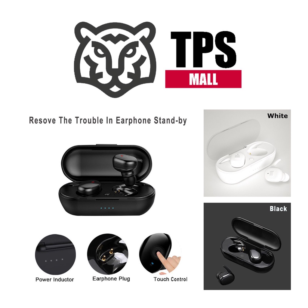 New TWS Earphone Headset Bluetooth Wireless V5.0 Touch Model Support Music Dan Call Function Lengkap Dengan Mic Untuk Pengguna Android Iphone-1