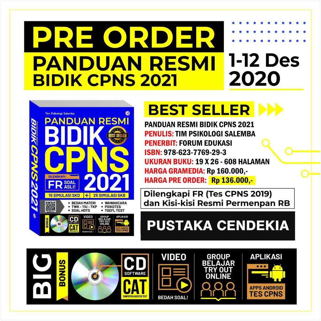 Bestseller Panduan Resmi Bidik Cpns 2021 Free Cd Sofware Cat Shopee Indonesia
