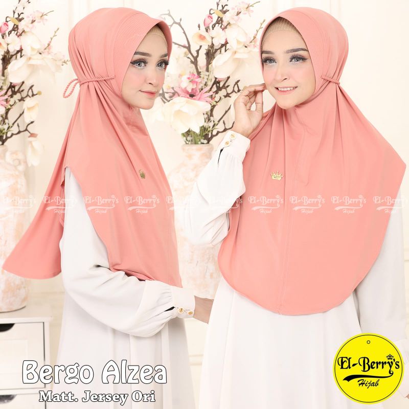 (Ori Elberrys) BERGO ALZEA•hijab instan jersey•bergo instan jersey pet tali kepang