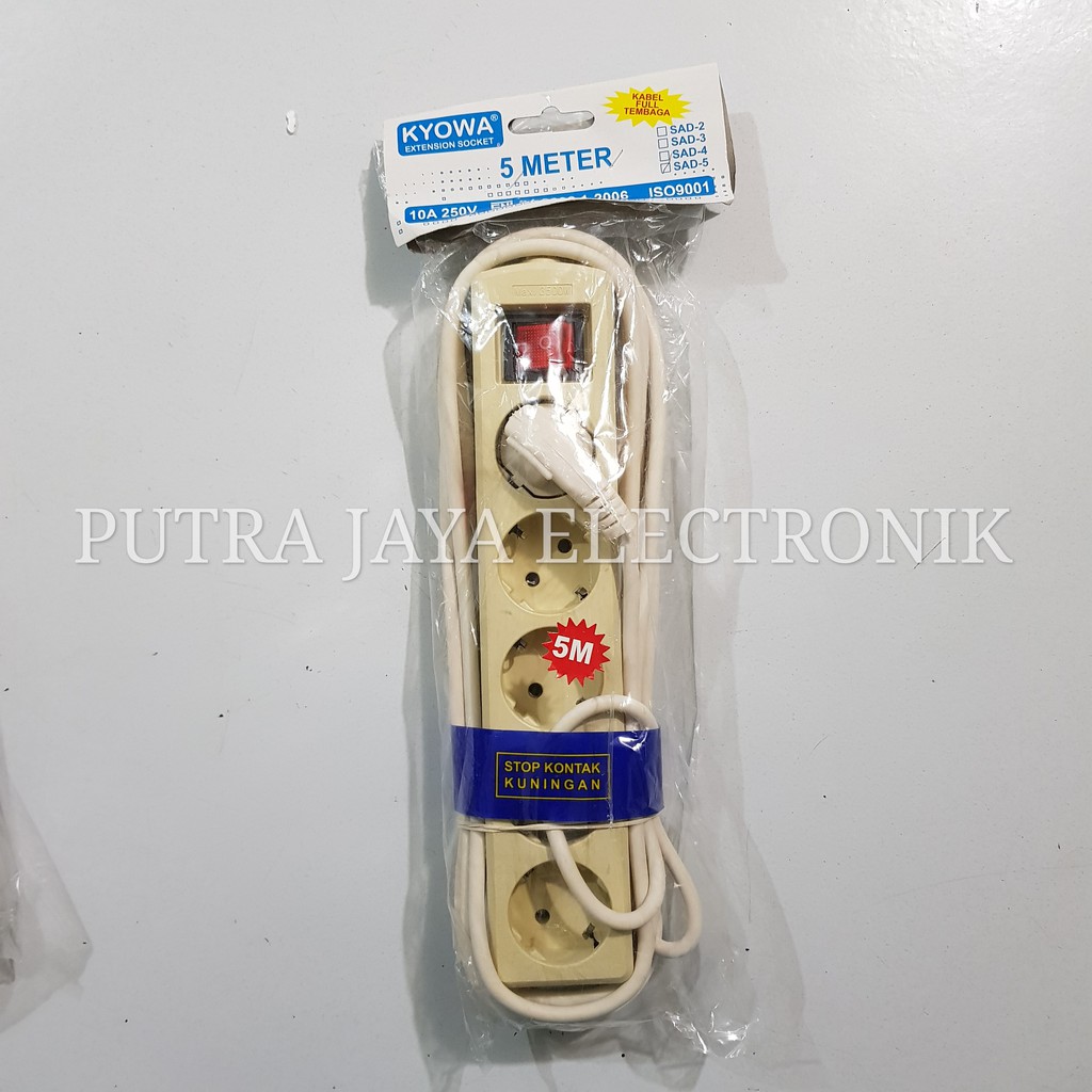 STOP KONTAK KYOWA 5 LUBANG + KABEL 5 METER COLOKAN LISTRIK SAKLAR