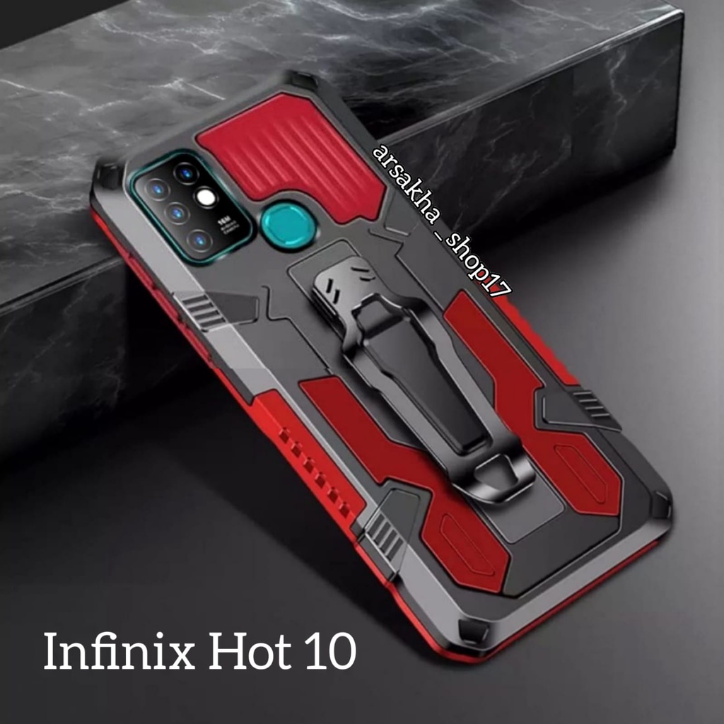 Casing Untuk INFINIX HOT 10 Soft Case Belt Clip Kick Standing Cover Hard Case iCrystal