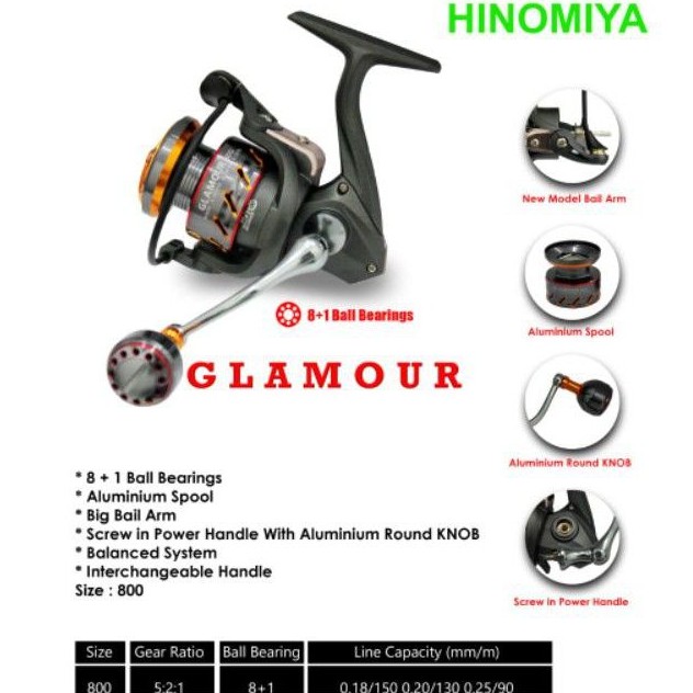 Reel HINOMIYA GLAMOUR (POWER HANDLE) 800