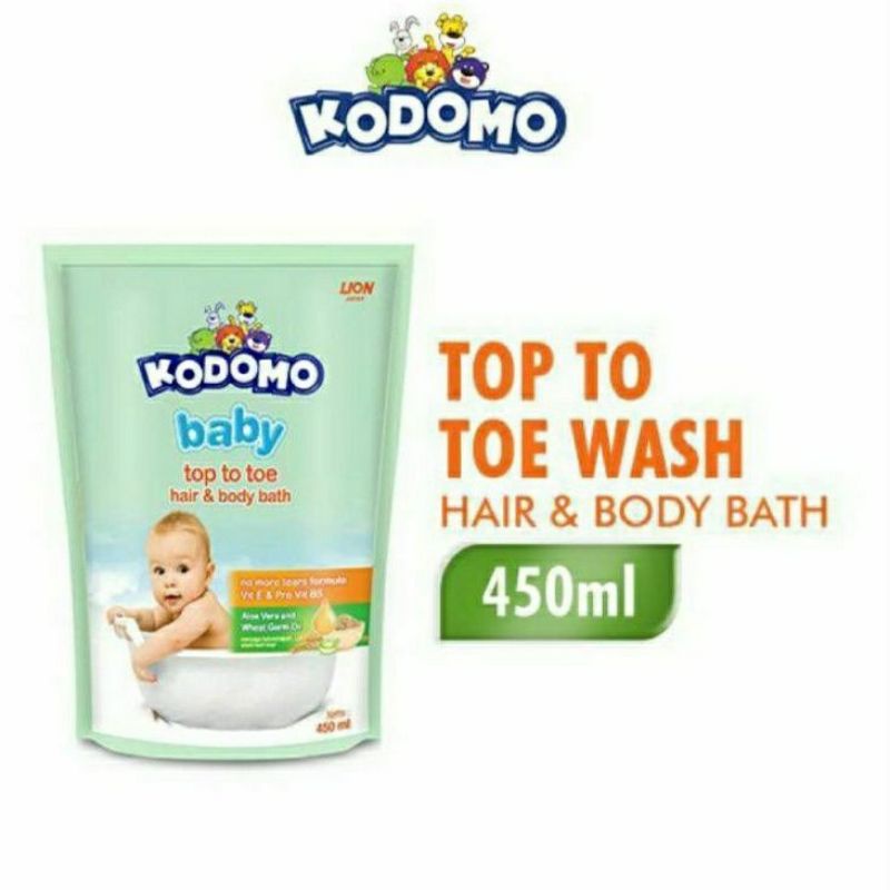 Kodomo Top to Toe Wash 450ml Sabun Shampo Bayi 2in1 Hair &amp; Body Refill