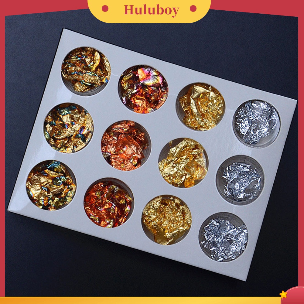 Huluboy Huluboy♡ Stiker Kuku Foil Glitter 4 Warna Untuk Dekorasi Nail Art DIY