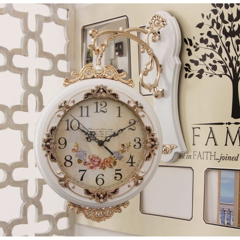 JAM DINDING GANTUNG DUA WARNA KLASIK REDI STOK