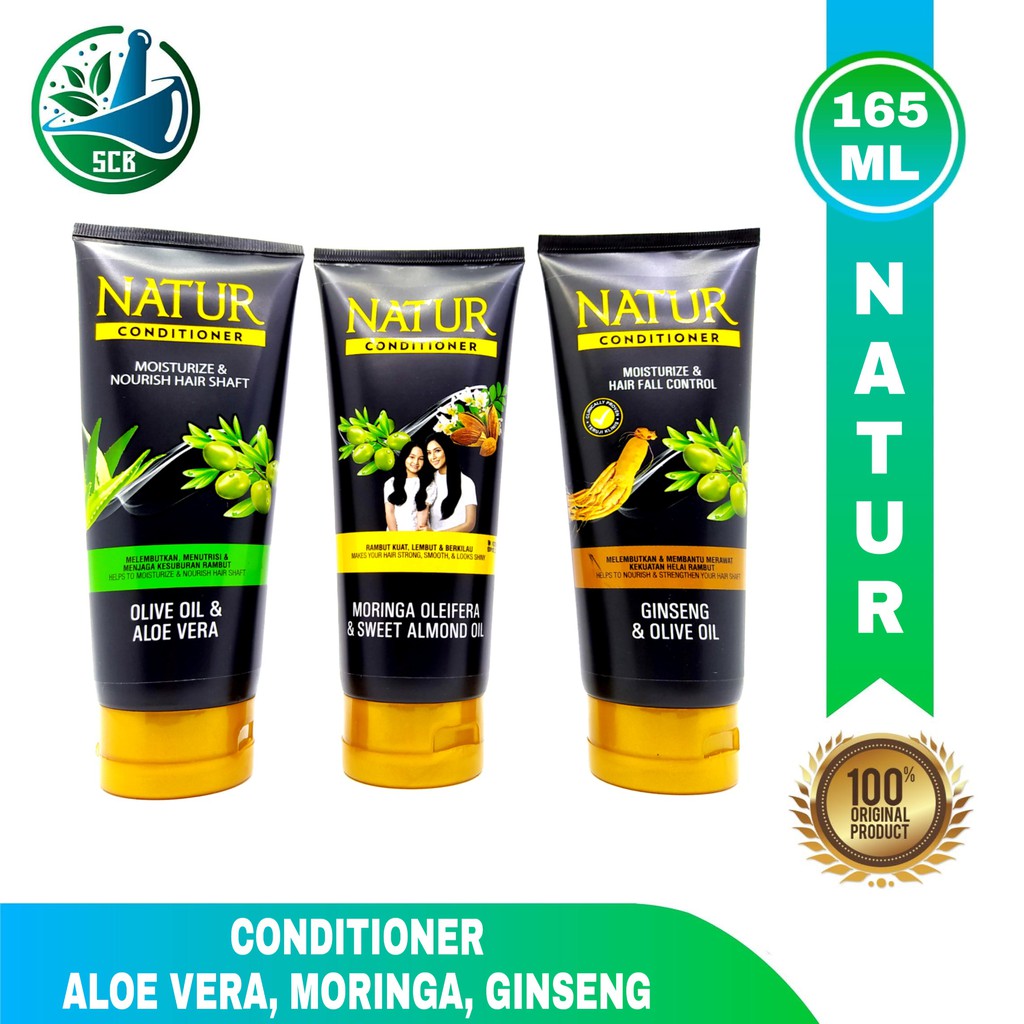 Natur Conditioner Moisturizer dan Nourish Hair Shaft - Aloe Vera / Moringa / Ginseng Olive Oil