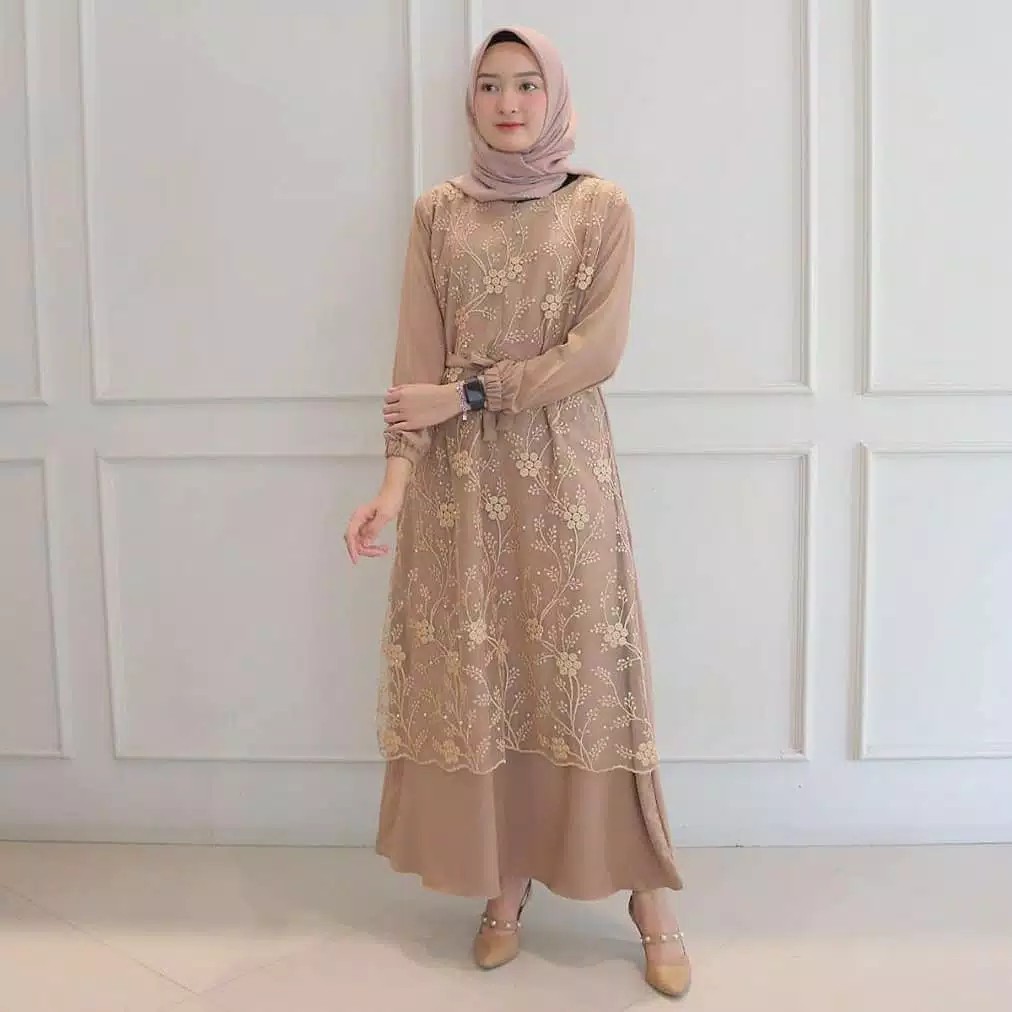 ALMA DRESS BRUKAT WANITA / DRESS CEWE / DRESS KONDANGAN-LEBARAN / DRESS KEKINIAN