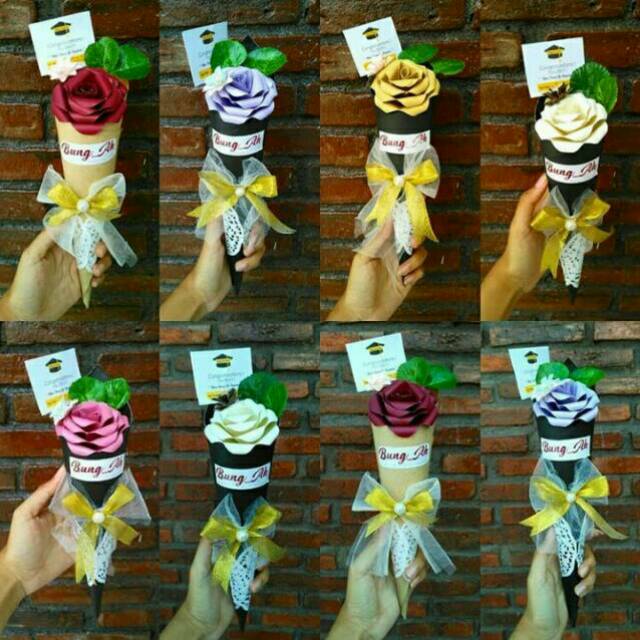 Bung_Ah Single Belle (bunga wisuda/ buket wisuda/ buket cone/ kado unik/ hadiah sidang/ hadiah lucu)