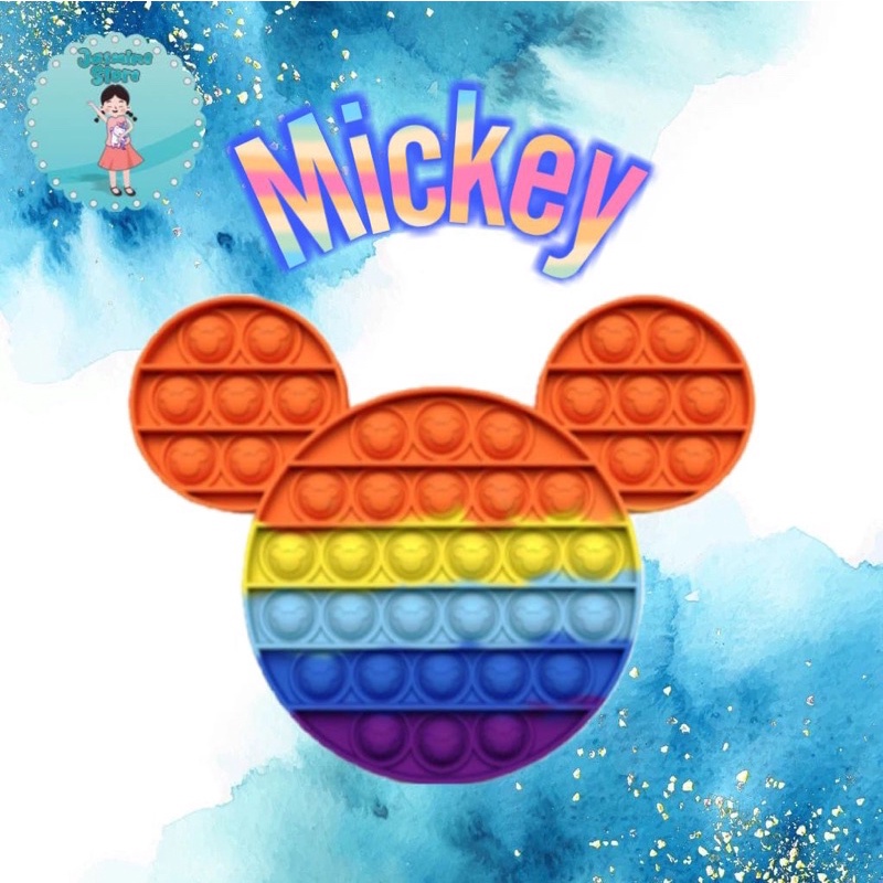 Ready Pop It Rainbow Murah/Fidget Pop It Rainbow Free Kelereng/Free Bonus-Mickey