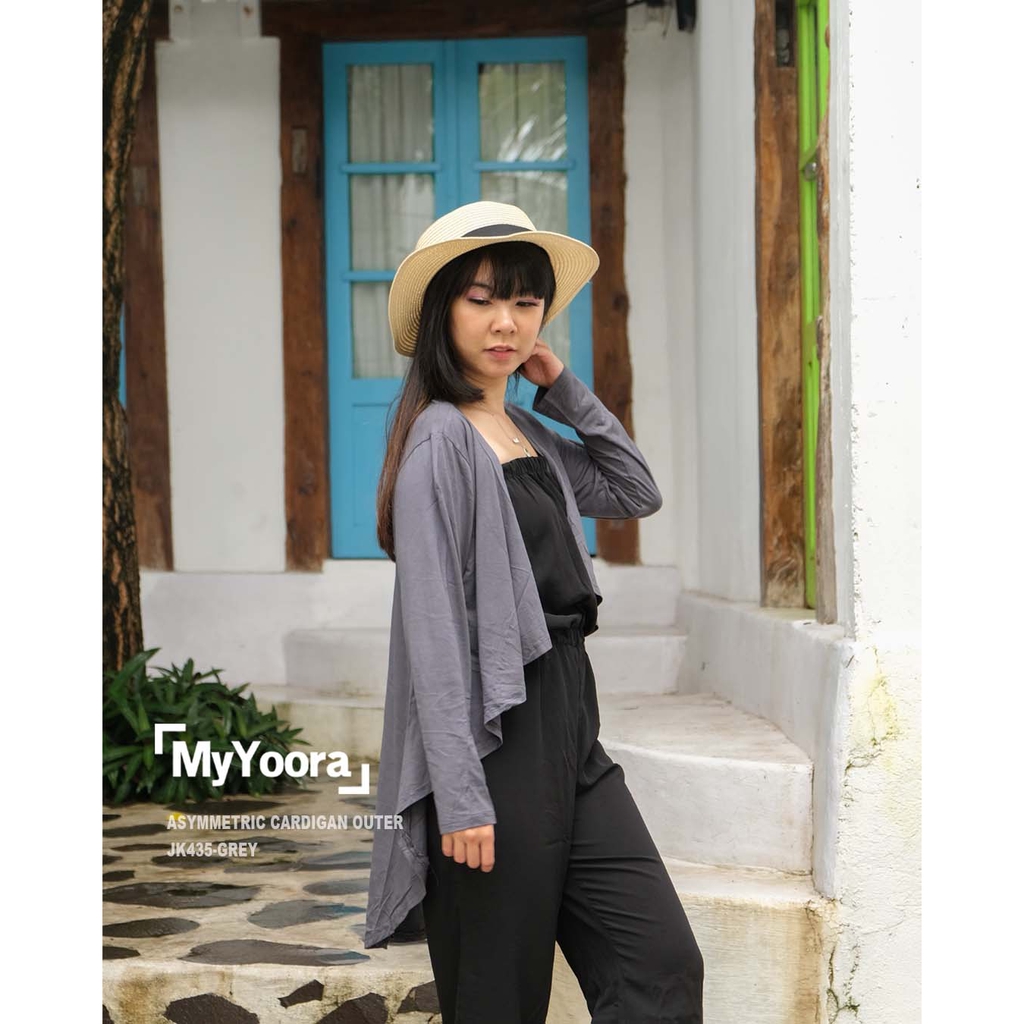 MyYoora Pocket Basic Cardigan Outer Wanita JK461/JK435/JK439-ASYMMETRIC-GREY
