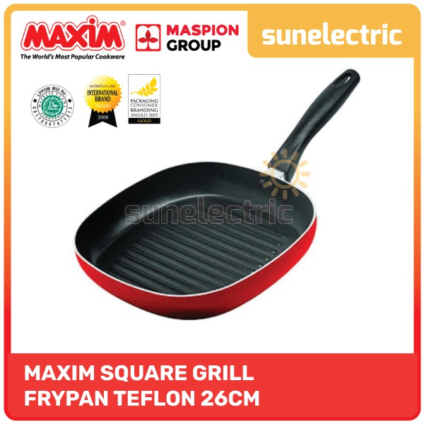 Maxim Valentino Square Grill / Panci Penggorengan Wajan Pemanggang Ayam / Ikan Kotak 26 cm