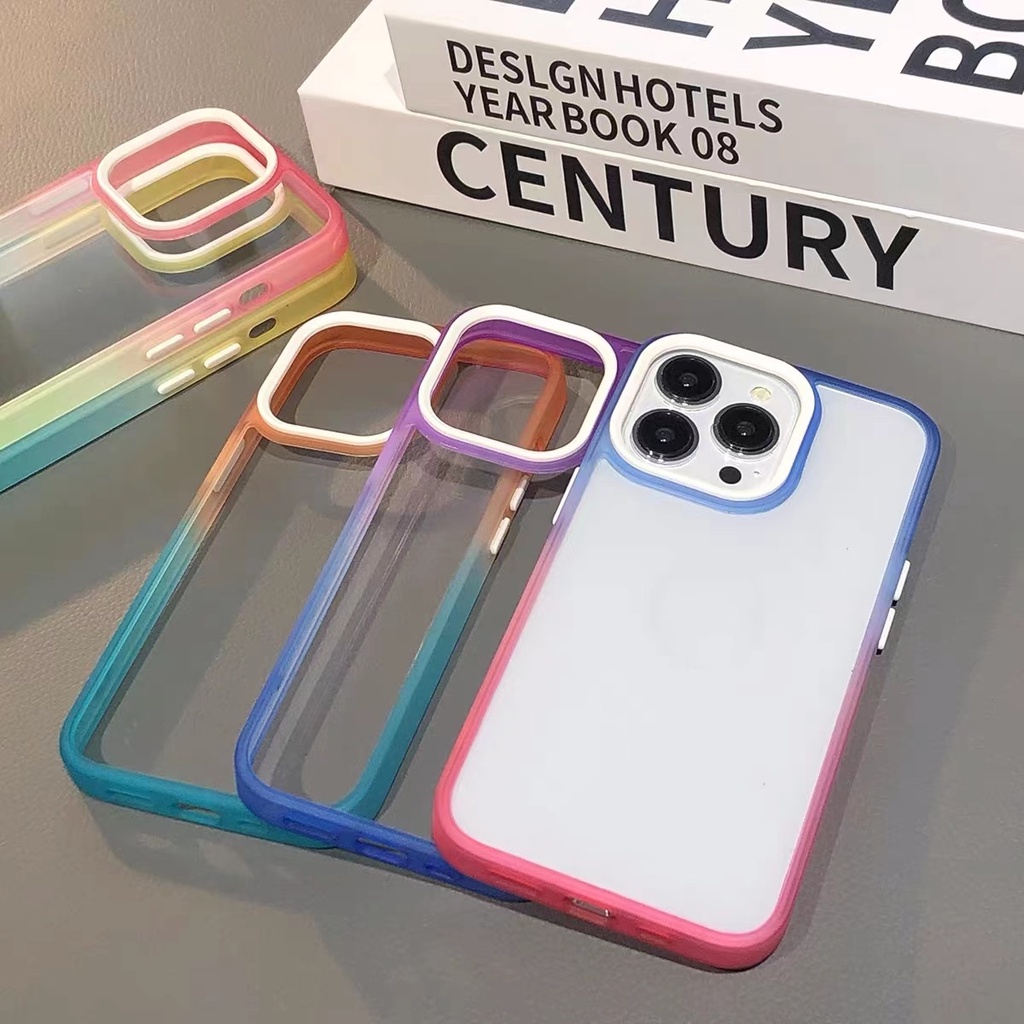 Hard case Transparan Warna Gradasi Pelangi Untuk iPhone 12 Pro Max 13 11 Pro Max