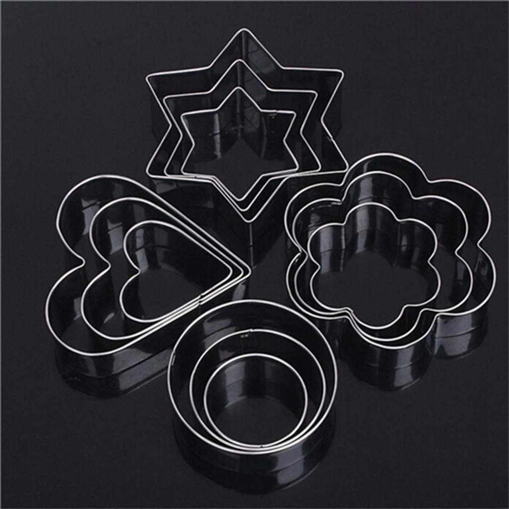 [Elegan] Cookie Cutters Set 12Pcs Pastry Kecil Stainless Steel DIY Alat Kue Dapur