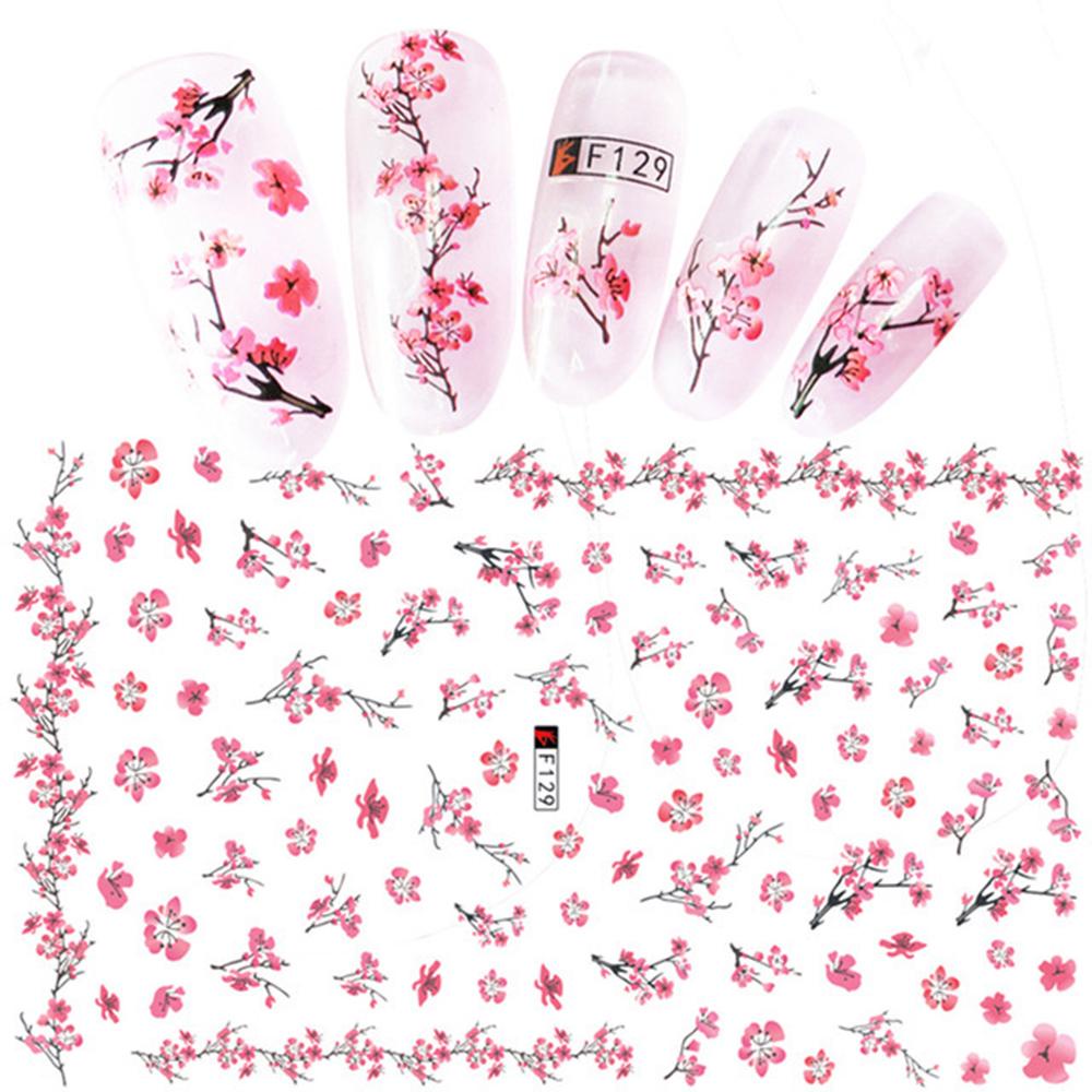 Preva Stiker Nail Art Dekorasi Nail Art Musim Panas Sliders Desain Bunga Sederhana Pink