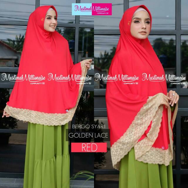 Bergo syar'i Golden Lace bahan Jersey