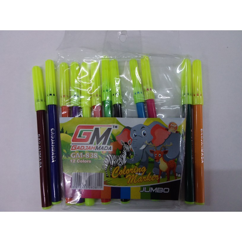 

Spidol 12 warna jumbo GADJAHMADA GM-838