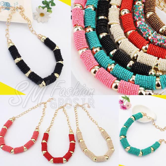 Super Kalung Import Korea Bentuk Lebih Variasi Manik-Manik Silinder N101105 - Hijau Tosca Sale