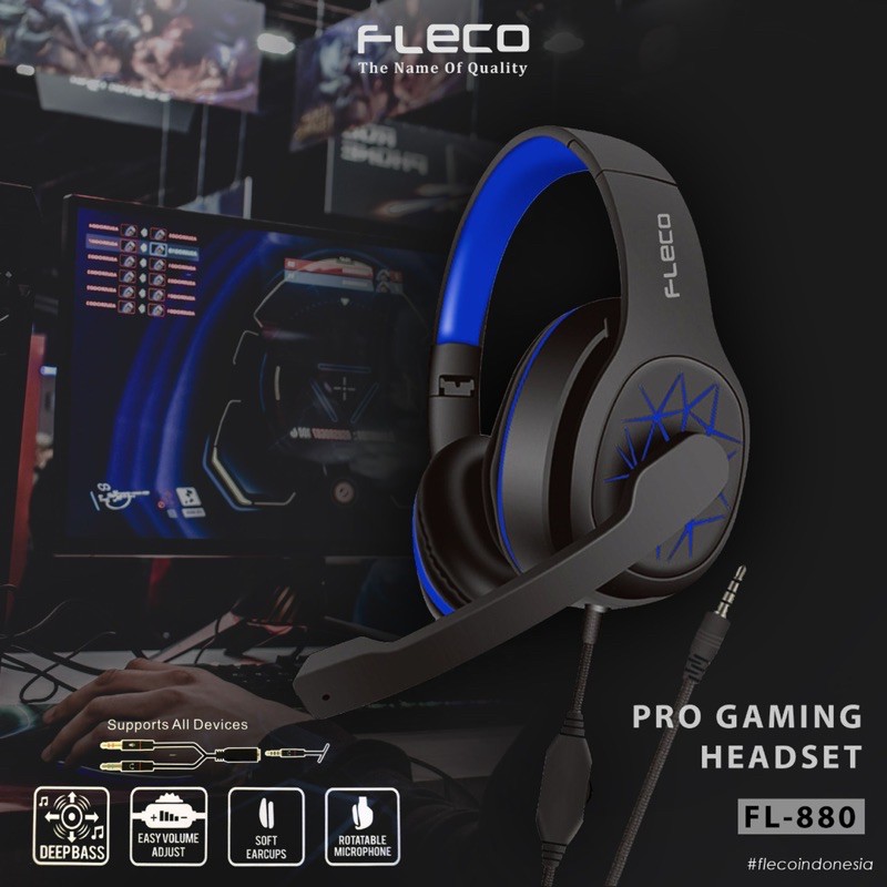 PROMO HEADPHONE FLECO ORIGINAL GAMING FL880 EXTRA BASS HIFI SOUND