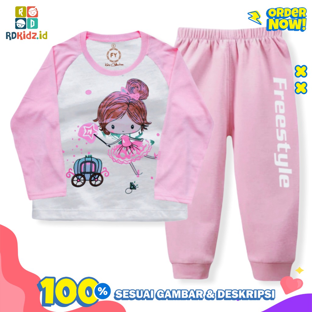 Rdkidzid Set Panjang Anak Perempuan / Setelan Panjang Anak Cewek / Setelan Panjang Anak Perempuan Motif Little Girl