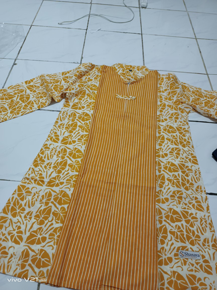 Shanaya Batik Tunik Ahimsa Dress Cap Garutan Biru Kuning Pink Hijau