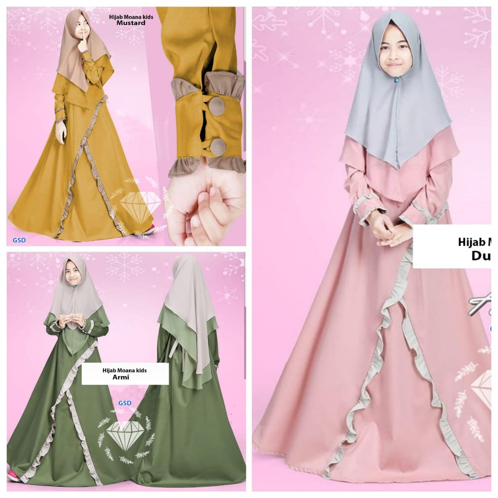 Hijab moana kids/gamis anak/hijab maxi anak/terusan maxi anak/terusan syari anak/terusan muslim
