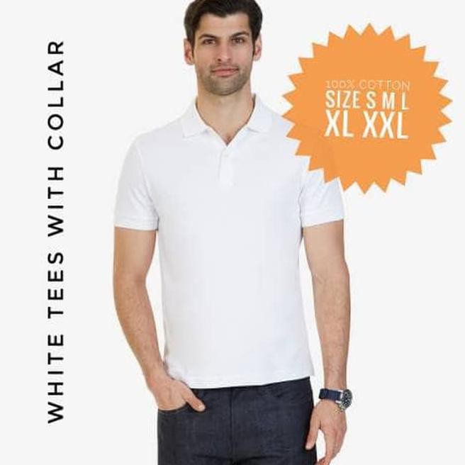 Omww Kaos Putih Kerah Full Katun Xs S M L Xl Xxl 66Xe