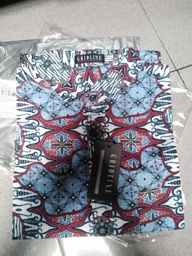 [gridline - R087] Kemeja Batik Pria Katun Lengan Pendek Regular Pastel Biru Muda