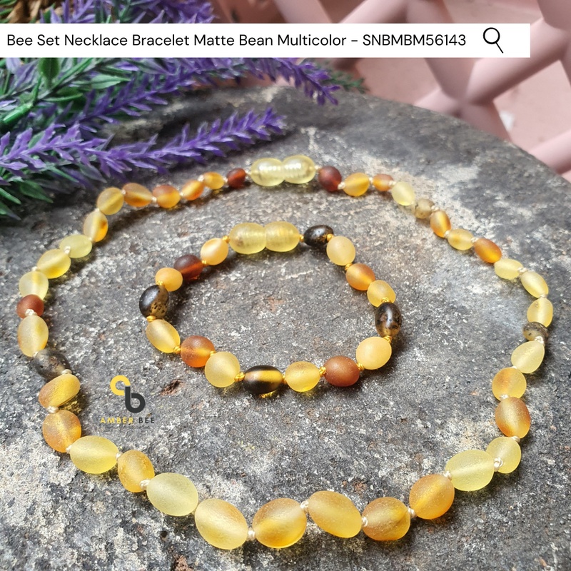 Set Kalung Gelang Amber Bayi &amp; Anak Tumbuh Gigi Premium Matte Beans Multicolor SNBMBM56143 Amber Bee