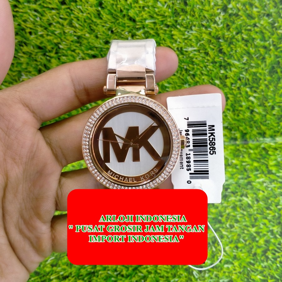 Big Promo  Jam Tangan Import Mk5865 / mk 5865 Rosegold White Dial Wanita Box Kancing Jam Tangan Mewa